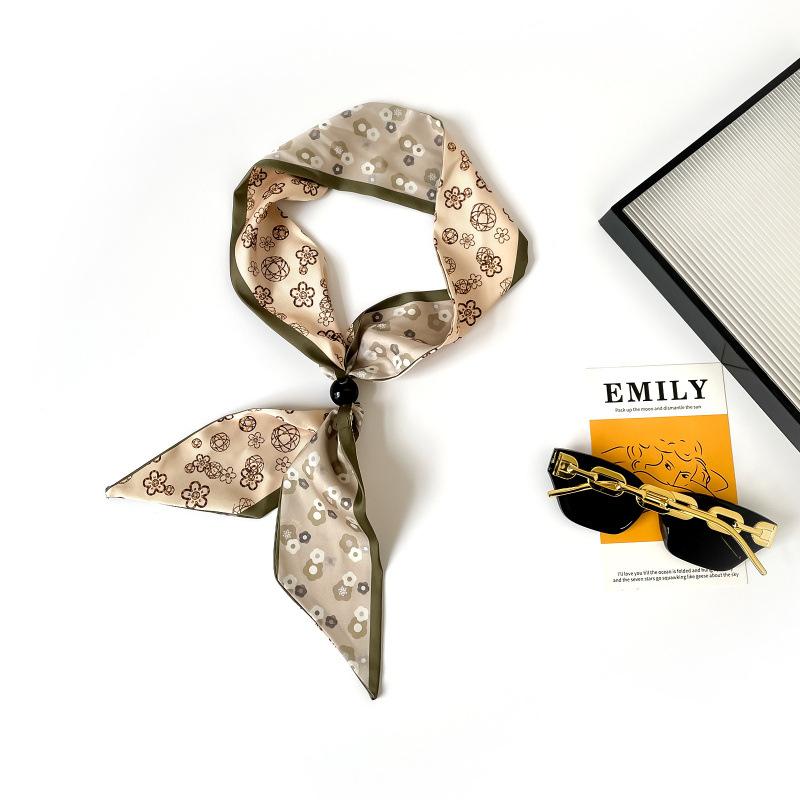 College Style With Silk Scarf Necklace, Long Beaded Silk Scarf, High-End Sense Jk With Silk Scarf Necklace, Belt Scarf.