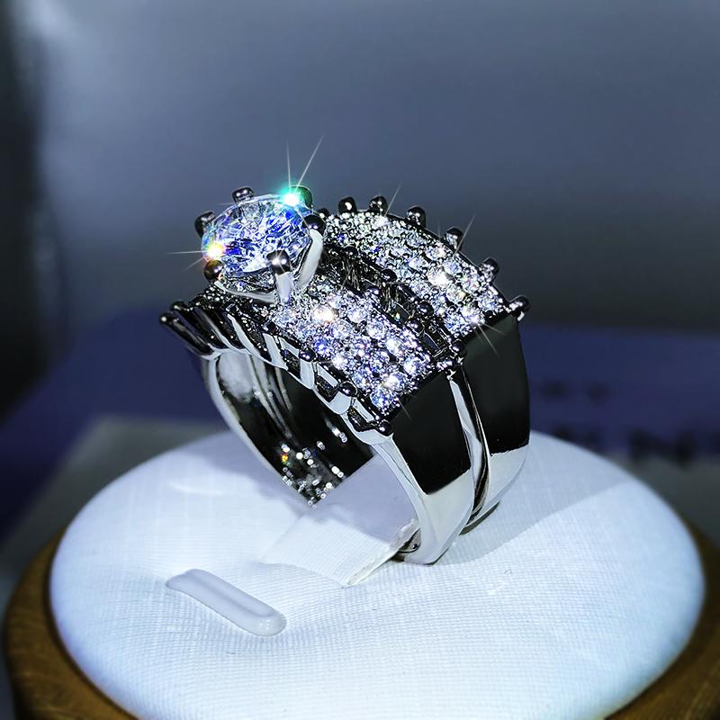 Кольцо из стерлингового серебра 925 пробы, модное высококачественное кольцо с полным бриллиантом и цирконием, дизайн для женских вечеринок, ювелирных изделий, подарка