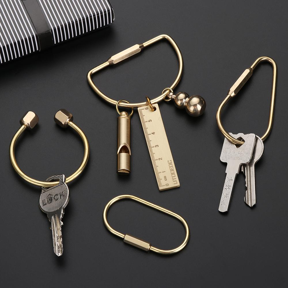 Unique DIY Craft Tools Whistle Ruler Pendant Key Ring Brass Keychain Jewelry Accessories