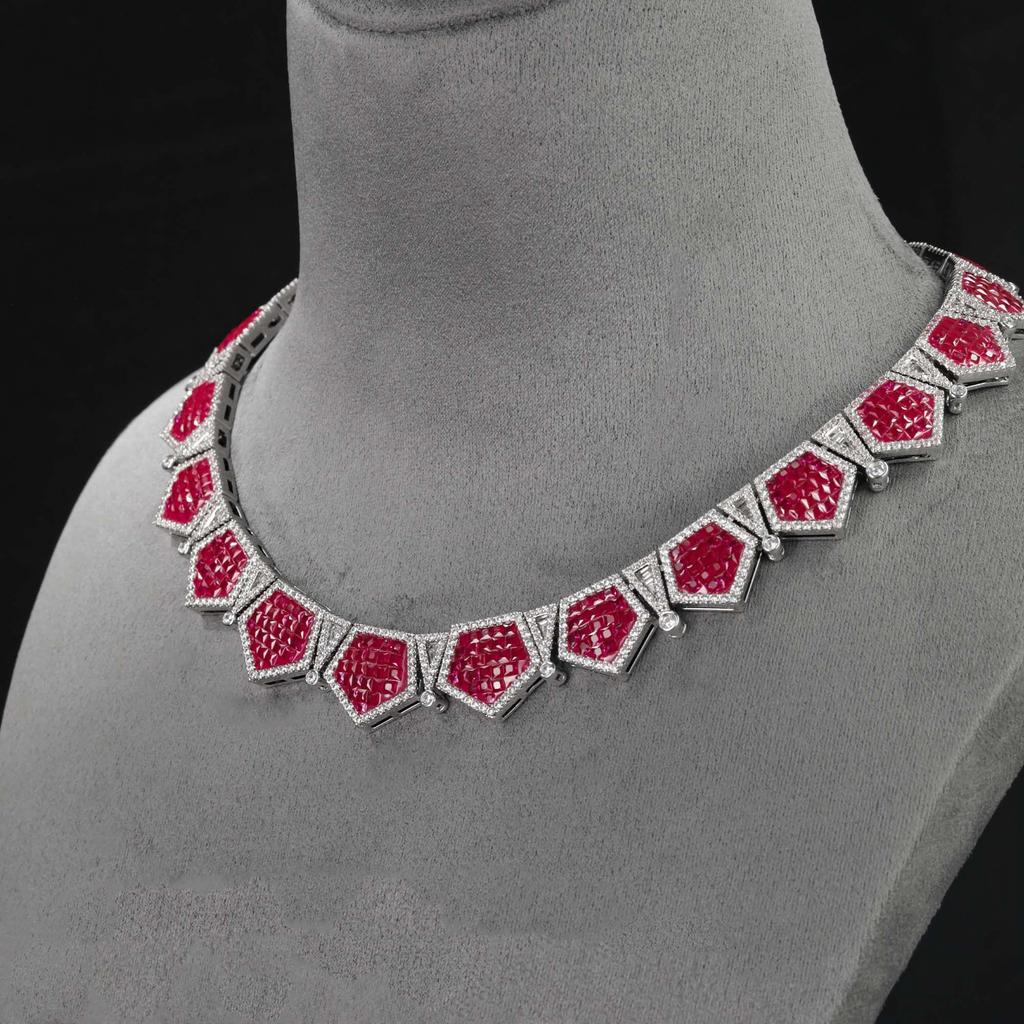 WUIHA Vintage 100% 925 Sterling Silver Lab Sapphire Ruby High Carbon Diamond Gemstone Cocktail Pendant Necklace Fine Jewelry