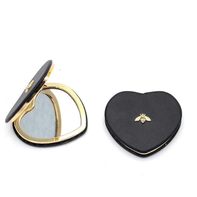 Portable Heart-shaped Makeup Mirror Double Sided Folding Mini Makeup Mirror Cute Bee Pocket Cosmetic Mirror Gift for Women
