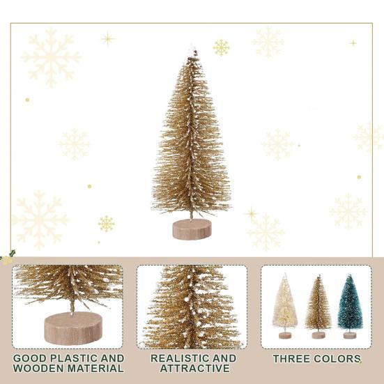 24/45 Pcs Mini Christmas Tree Artificial Mini Pine Trees with Wooden Base Reusable