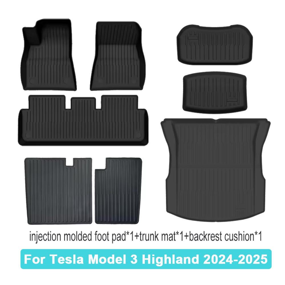 Автомобильные коврики Коврик в багажник Для Tesla Model 3 Highland 2025 Водонепроницаемый Противоскользящий Коврик в багажник TPE Накладки Tesla Model 3 2025 Highland