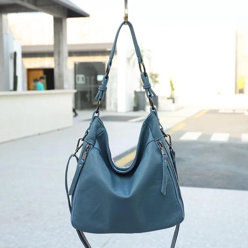 Высококачественная женская сумка из натуральной коровьей кожи класса люкс, универсальная женская сумка большой вместимости через плечо для поездок на работу