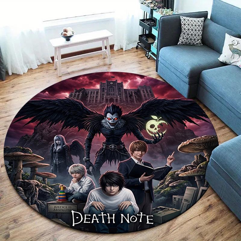 Death Note Round Area Rug Carpet Rug For Living Room Bedroom Sofa Playroom Decor Nonslip Floor Mat