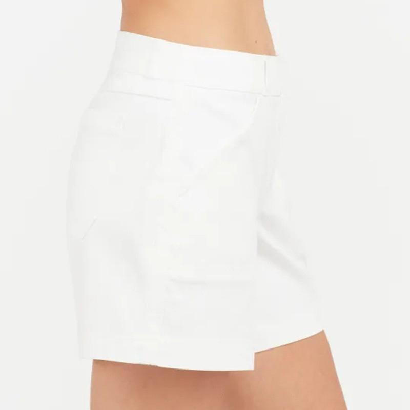 Летние женские модные простые однотонные брюки с карманами, повседневные шорты из эластичного твила с подъемом бедер