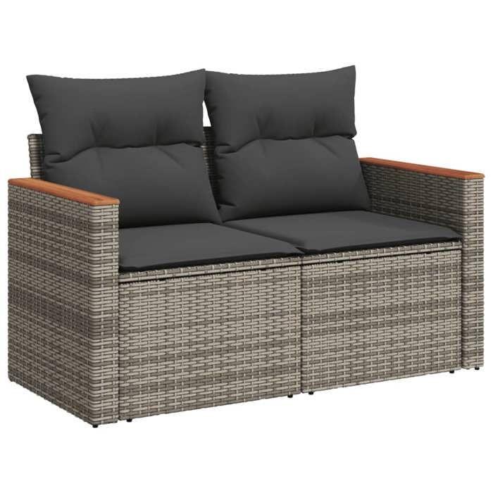 VidaXL Salon de Jardin avec Coussins 7 pcs, Canapés de Terrasse, Ensemble de Meubles de Patio, Mobilier d'Extérieur, Gris 3226011
