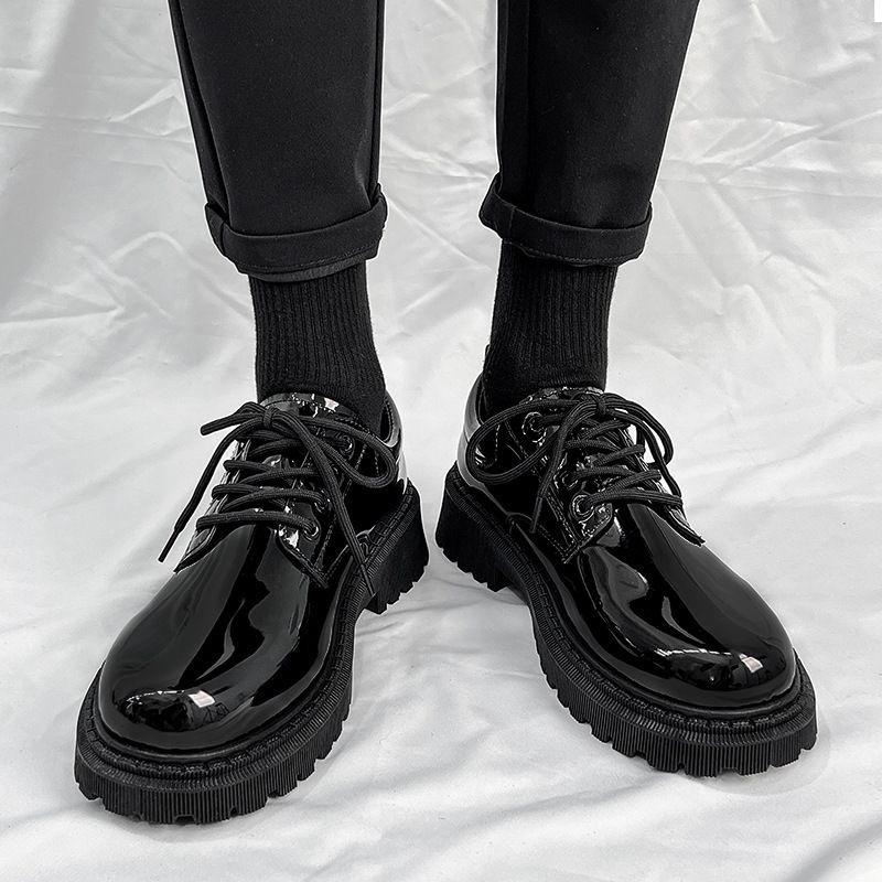 Lace Up Black Men's Leather Shoes Office On Sale Designer Classic Original New In 2025 Trend Social Pu Male Casual Shoe