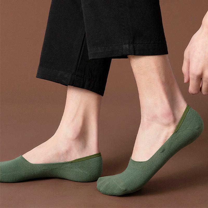 Модные однотонные мужские носки-лодочки, дышащие невидимые носки, нескользящие силиконовые хлопковые мужские уютные носки до щиколотки, лето-осень