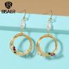Exquisite Elegant Imitation Pearls Circle Stud Earrings for Women Jewelry