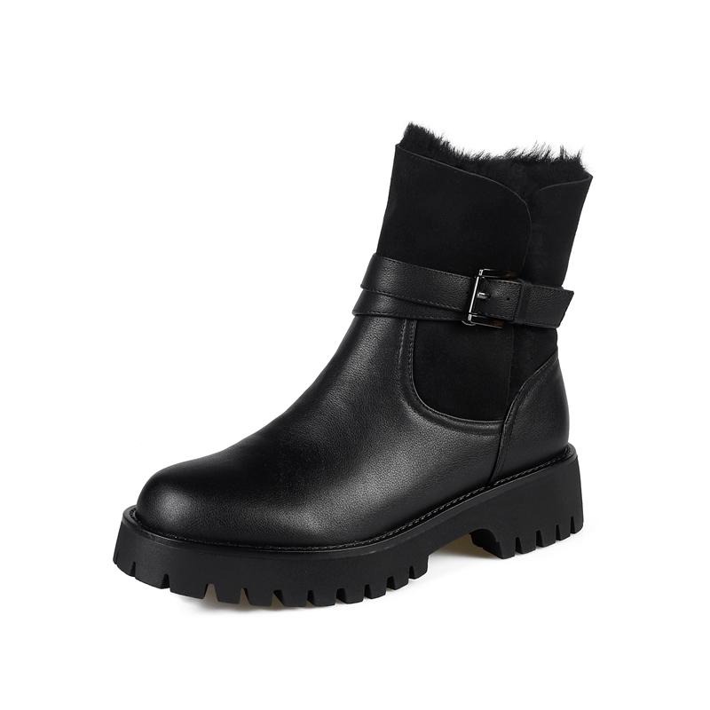 Модные ботинки Женские Зимние Женские Ботильоны Снежные Ботинки Натуральная Кожа Теплая Шерстяная Обувь Женские Классические На Молнии Повседневные Рабочие Короткие Ботинки