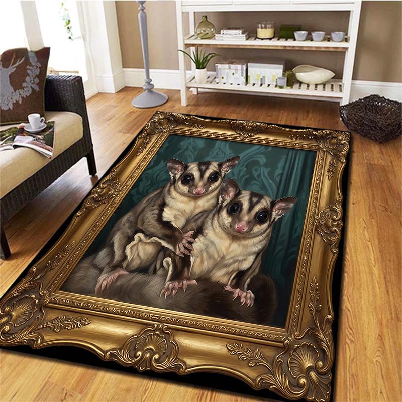Retro framed animals Pattern Square Carpet,Area Rug,Carpet Rug for Living Room Bedroom Sofa Playroom Decor,Non-slip Floor Mat,Holiday Birthday Gifts