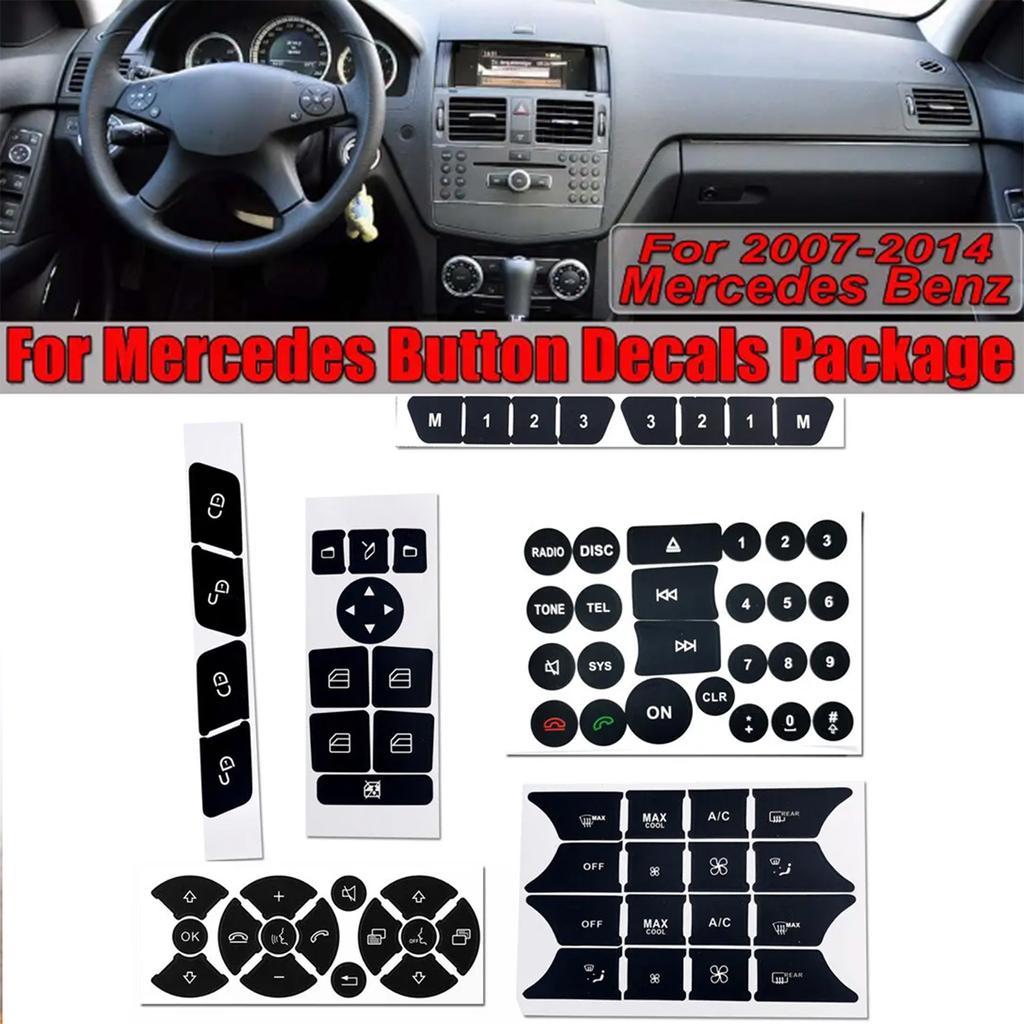 Замок двери автомобиля, рулевое управление, кнопка управления окном A/C, ремонтные наклейки, ручка переключателя, ремонтная наклейка для Mercedes-Benz W204 C300