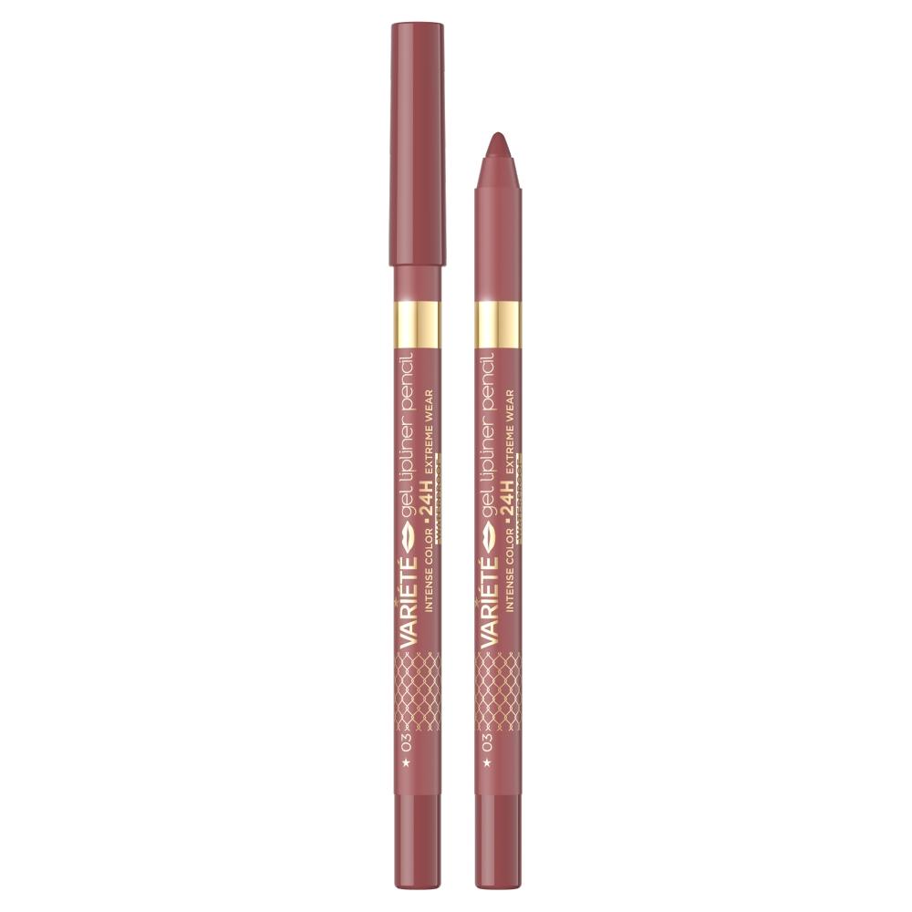 Eveline Cosmetics Long-Lasting Gel Lip Liner Shade 03 - Water-Resistant Formula, 0.28g
