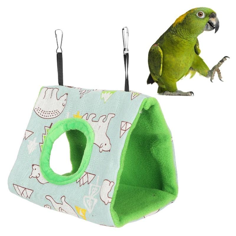 Fluffy Bird Nest House Dual Hooks Bear Pattern Hanging Hammock Bed Green Bottom Soft Flannelette Fabric Sleeping Bed For Hamster