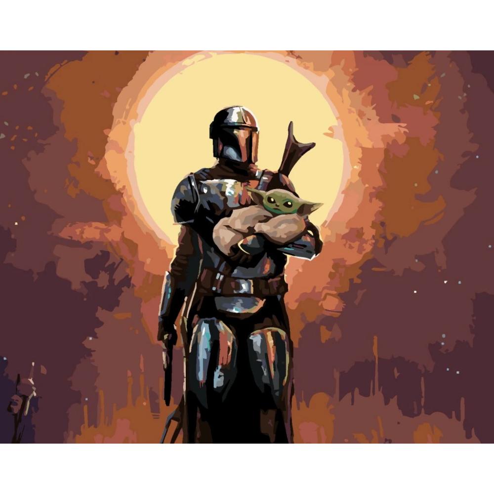 Painting By Numbers Pictures To Paint - Mandalorian With Baby Yoda 50X40