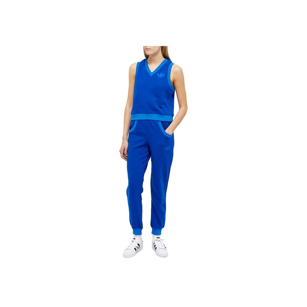 adidas Женский жилет Originals с логотипом Trefoil, без рукавов, с V-образным вырезом, синий IB2059