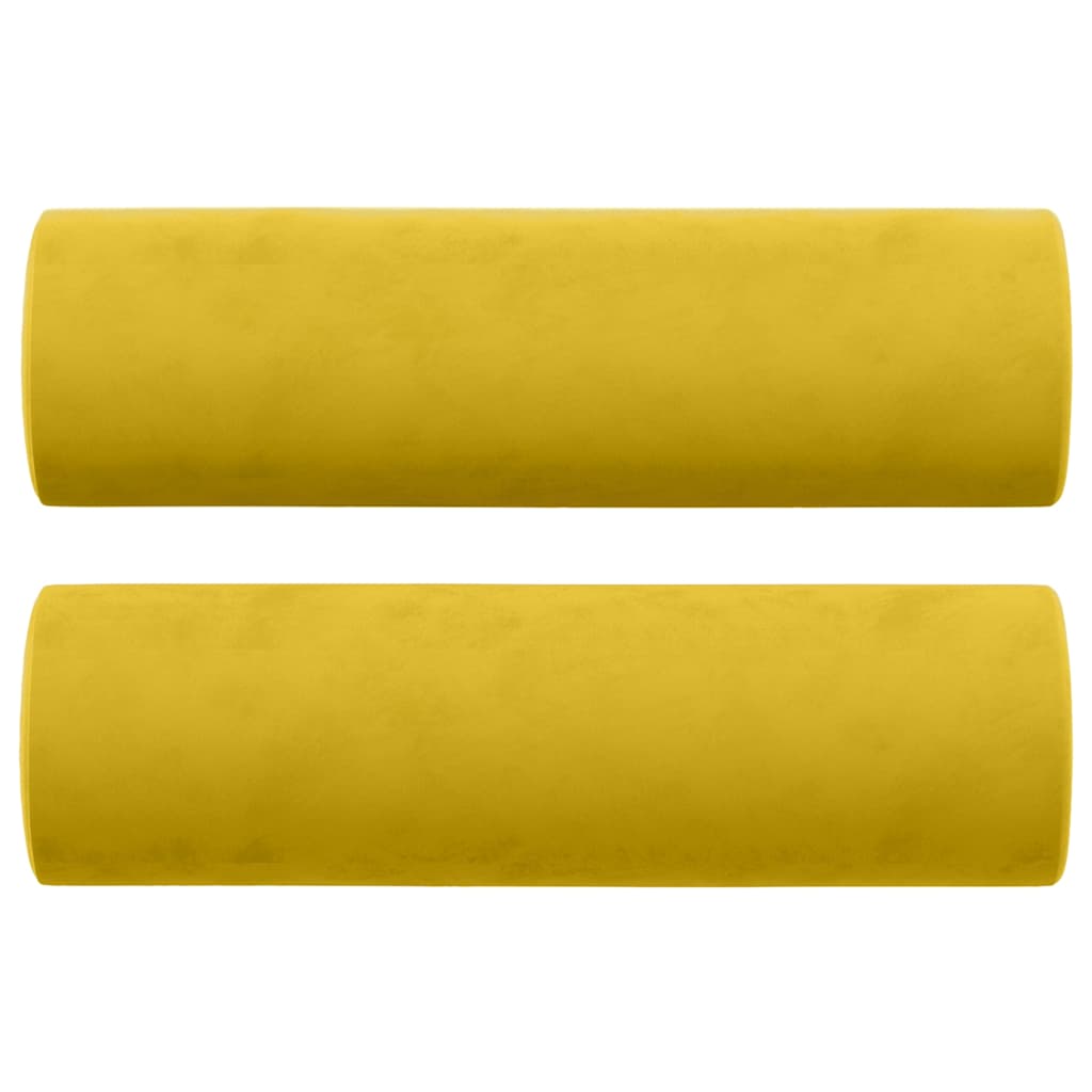 Vidaxl 3-Osobowa Sofa Z Poduszkami, Żółta, 180 Cm, Aksamit