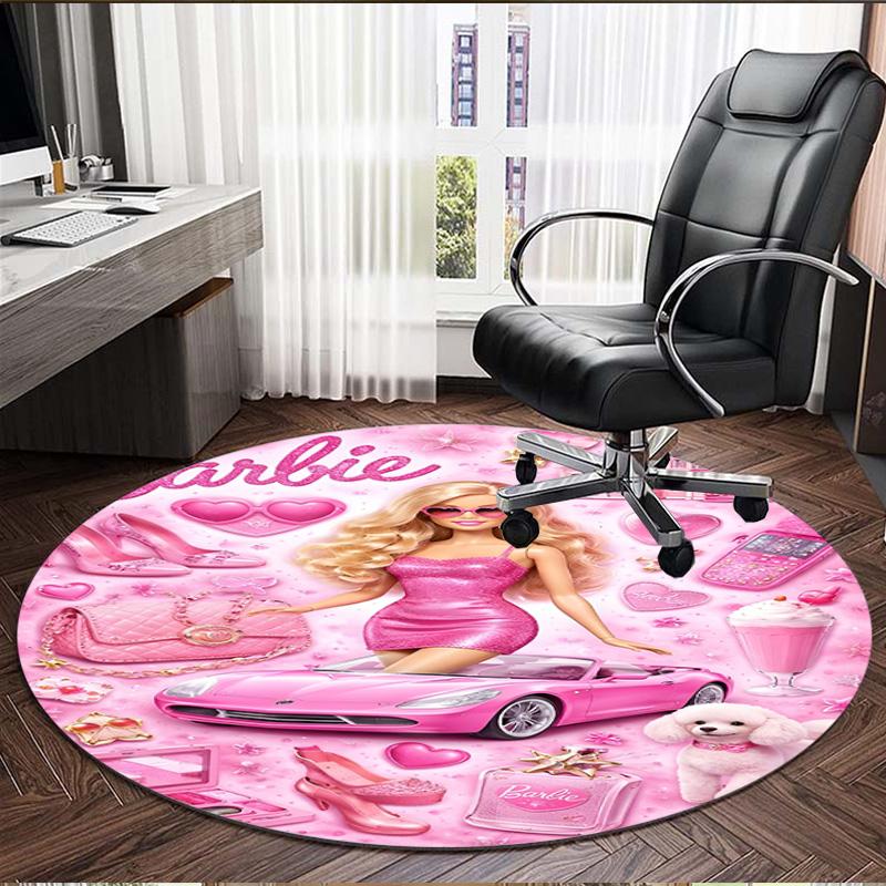 Barbie Print Round Rug, Washable Floor Carpet, For Entryway Dorm Laundry Room Office Study, Home Decor Birthday Christmas Gift