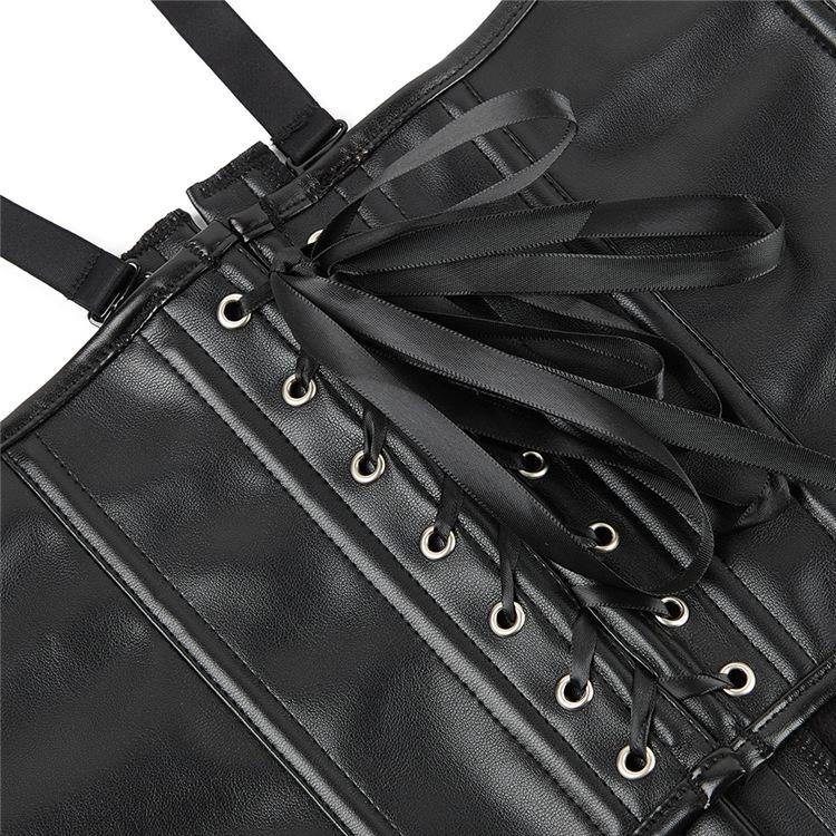 Кожаный корсет-майка с формированием фигуры и контролем живота