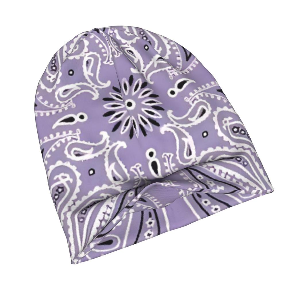 Purple Bandana Drawstring Modern Adult Beanie Designed to with Laid-Back Street Style Or Elevate Easy Outfits with Understated Edge