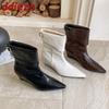 Fashion Fashion Pointed Toe Women Ankle Boots With Wedges Shoes Slip On Footwear Ladies Short Modern Boots Female Wedges Shoes