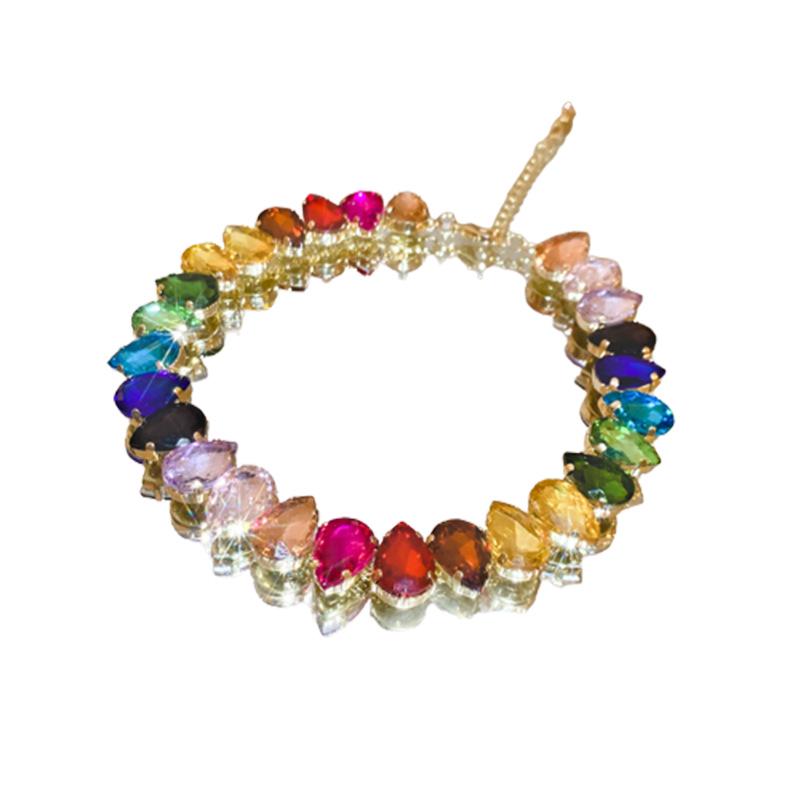 Красочное ожерелье-капля из хрусталя и страз - Легкая роскошь в корейском стиле, милый чокер для женщин