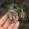 Septarian Stone Gemstone Copper Wire Wrap Jewelry Pendant 3.35"