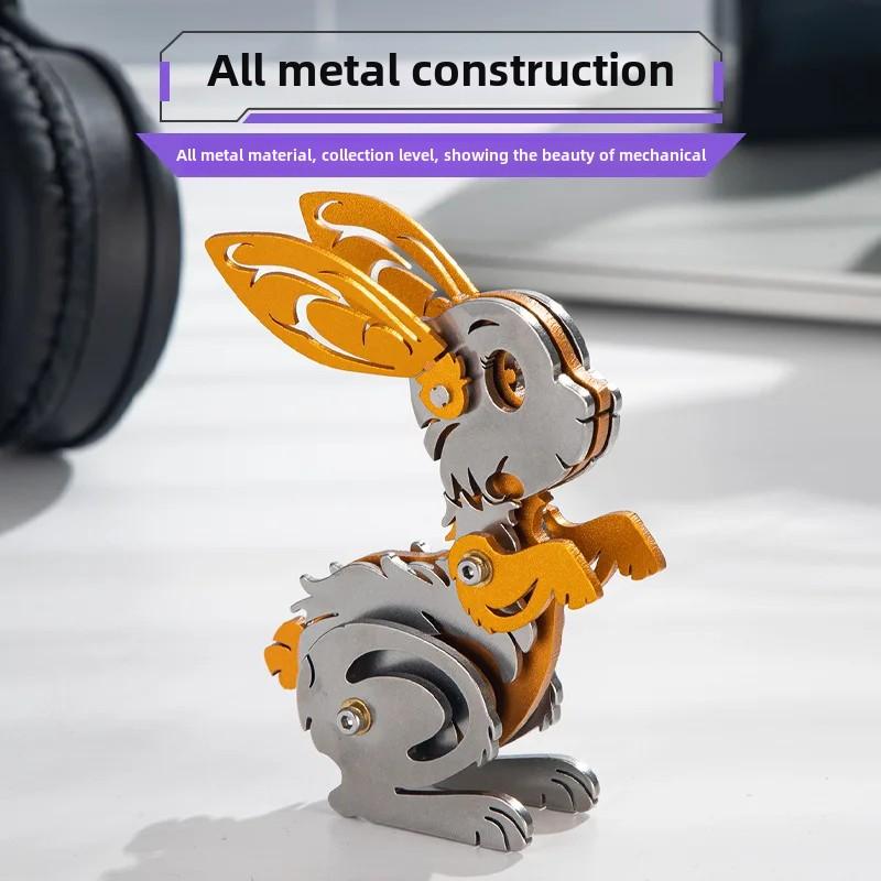 3D головоломка мультфильм кролик металлическая модель строительные наборы для взрослых механические животные зодиак кролик головоломка DIY сборка игрушка подарок