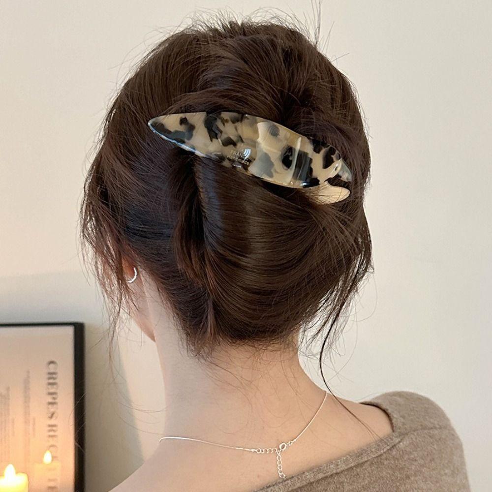 Sweet Leopard Hair Clip Elegant Kroean Style Barrettes Temperament Acetic Acid Duckclip Women