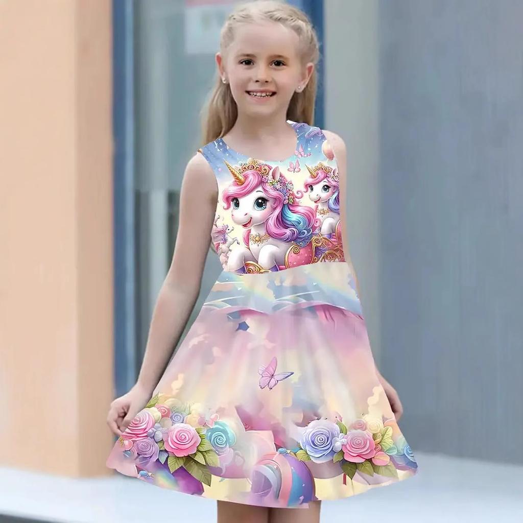 Summer New 3D Digital Printing Models of Foreign-style Cute Girls Princess Dresses