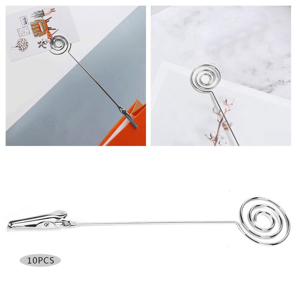 10 шт. Настольные зажимы для заметок Настольный металлический держатель для визиток Серебристый круглый для фото/сообщений