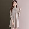 Turtleneck Knitted Dress for Women Loose Mid-length Sweater Dress Solid-color Casual Pullover Autumn and Winter