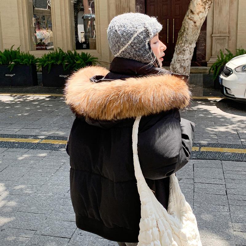 Осень-зима, утепленная теплая парка, женская повседневная милая однотонная Свободная куртка с капюшоном и большим карманом, верхняя одежда