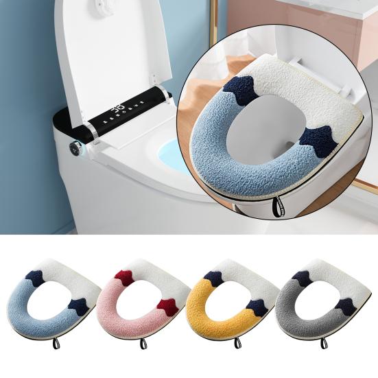 Чехол на сиденье унитаза, ультра мягкий, сохраняет тепло, зимний цвет, плюшевый коврик на молнии, коврик для туалета с ручкой для отеля