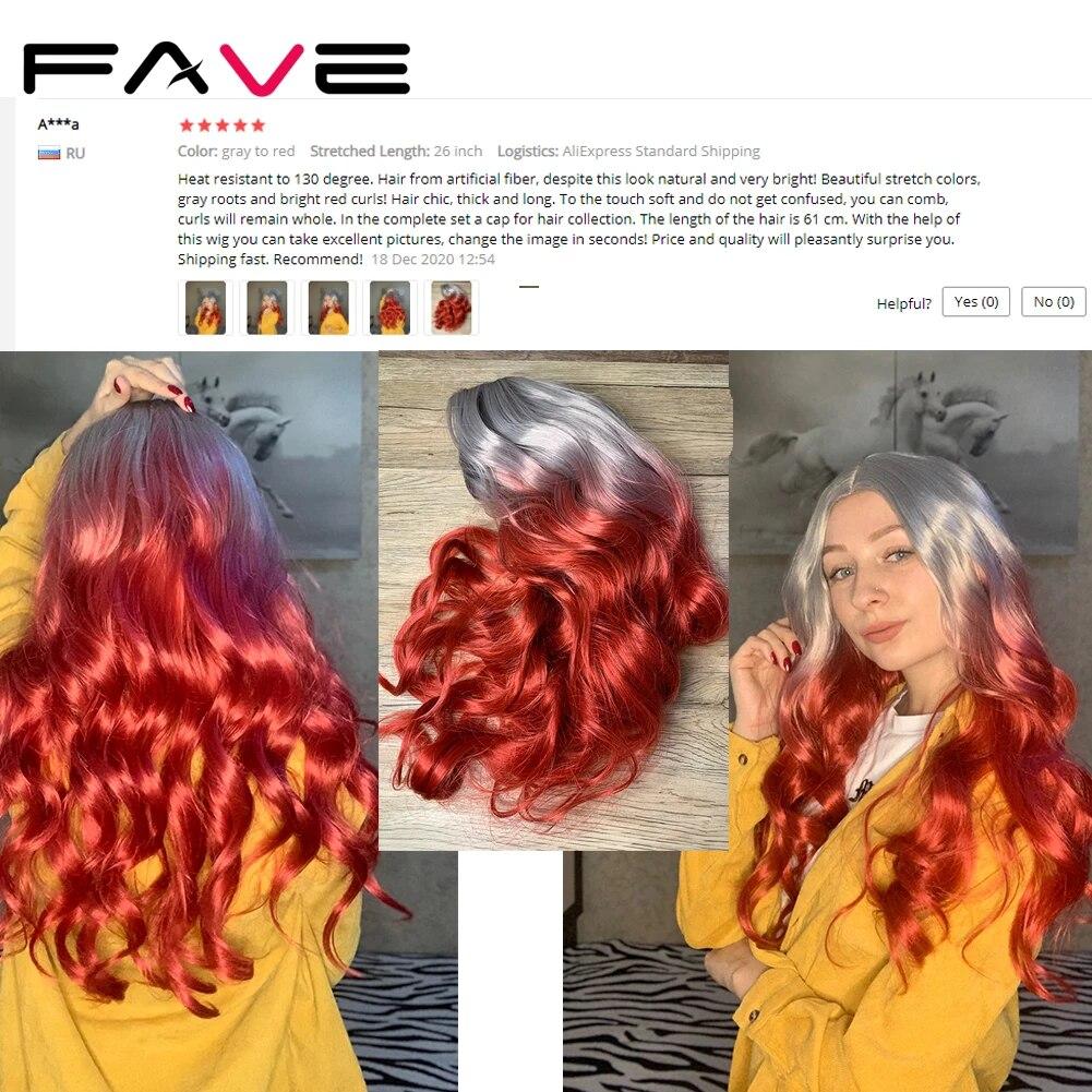 Long Wavy Wigs Ombre Gray To Watermelon Red Black Grey Purple Blue Brown Synthetic Hair For Black White Women Cosplay Party