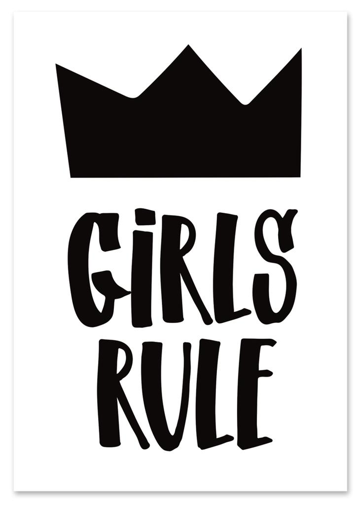 Плакат с надписью девушки рулят girls rule черно-белые плакаты