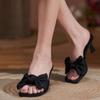 2024 Новая Мода Дизайнерские Женские Мюли Шлепанцы Уличные Квадратный Носок Тонкий Высокий Каблук Сандалии Вечерние Туфли для Платья Размер 34-39