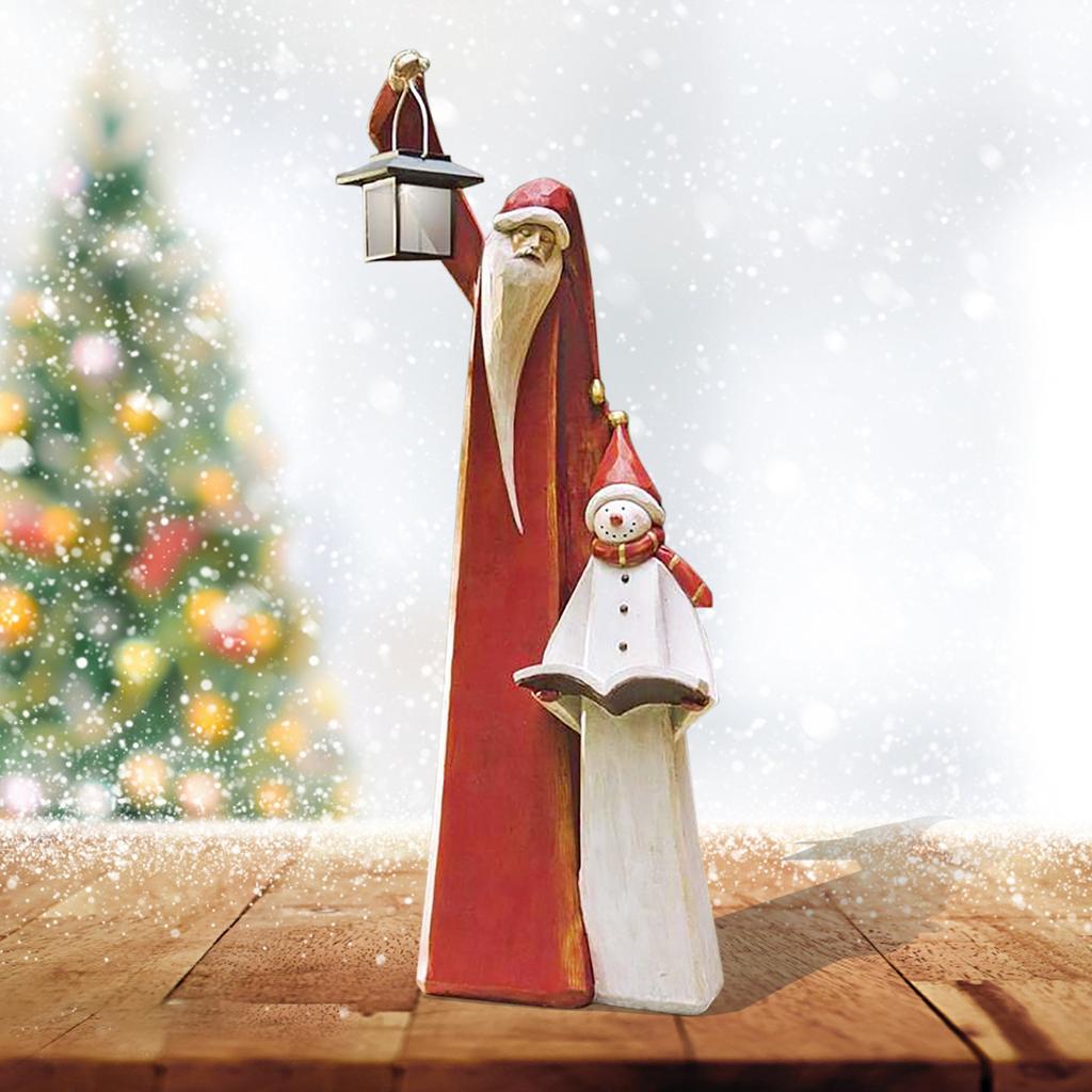 Christmas Lamp Santa And Snowman Sculpture Garden Decor Table Ornament Outdoor Decoration Practical Anti-Fade Festival Gifts
