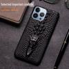 Чехол для iPhone 11/13 Pro Max и Apple 14: 3D Голова крокодила Натуральная коровья кожа