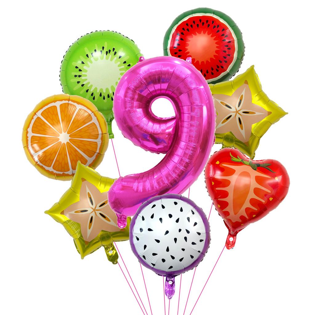 Fruit Theme Party Watermelon Orange Aluminum Film Balloon Set Children'S Birthday Party Arrangement