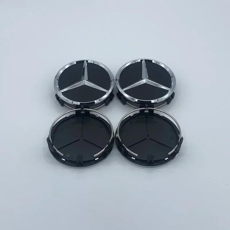 4Pcs/set 75MM/60MM Car Wheel Center Hub Cap Covers Mercedes Benz Amg Black Badge Rim Cover Auto Style Decorate Accessories