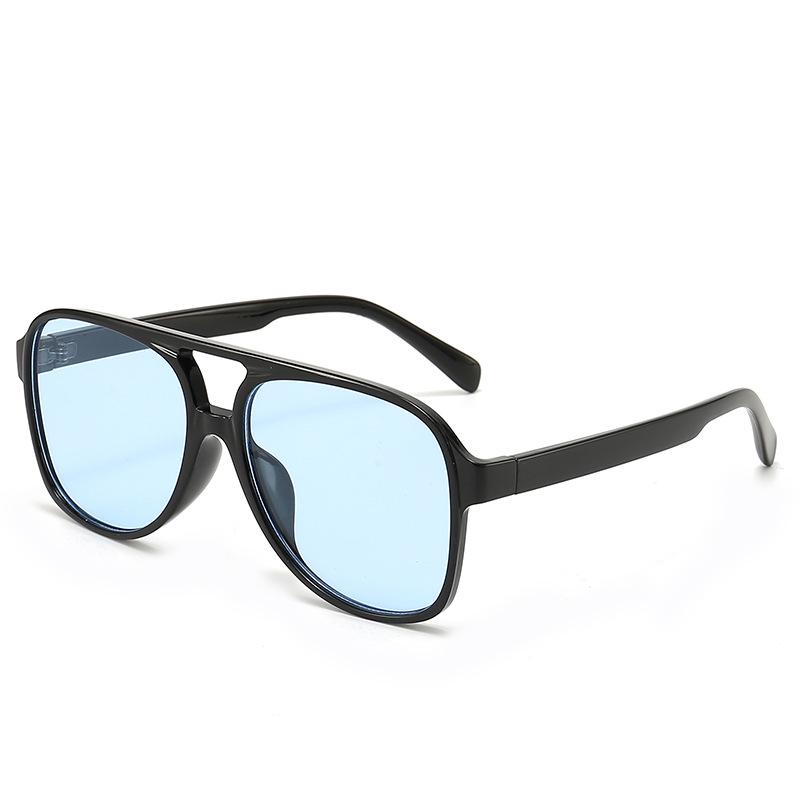 Women's High-End Retro Style Large Frame Double Bridge Sunglasses