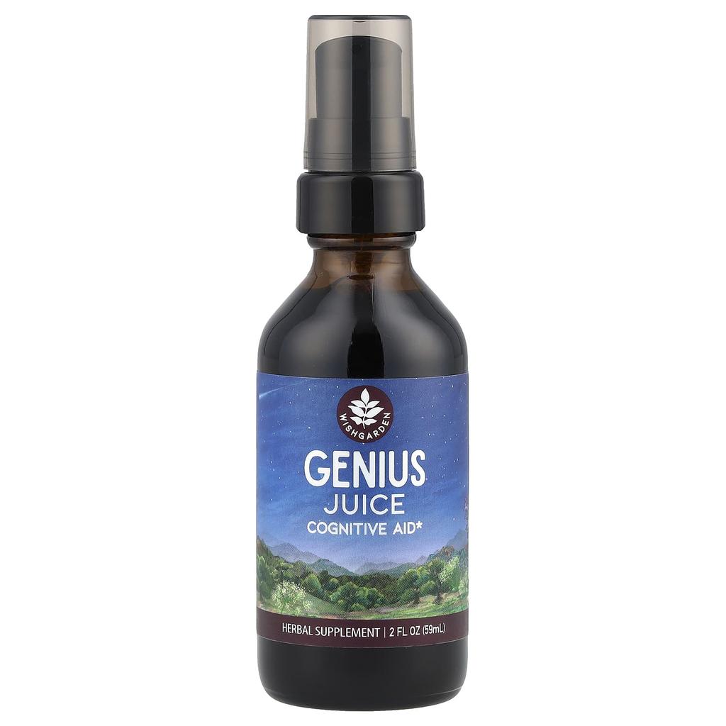 WishGarden Herbs Genius Juice, Cognitive Support, 2 Fl Oz (59 Ml)
