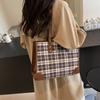 Large Capacity Shoulder Bag Plaid Women's Commuter Tote Bag Dog Print Underarm Bag