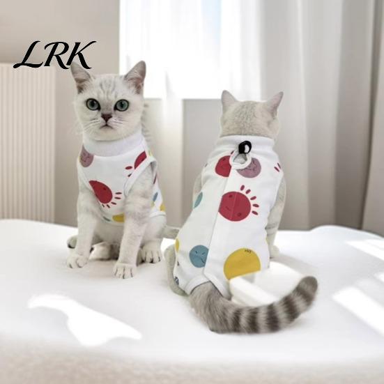 Защитный костюм для питомца, Костюм для восстановления кошки, Мягкая хлопковая одежда, Милый мультяшный принт, Четырехлапый комбинезон, Дышащий костюм после операции для females