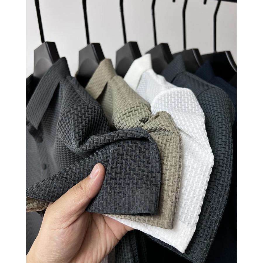 Mesh Ice Silk Polos Top Short Sleeve T-shirt Men's Lapel Collar Summer Solid Color Sliding Polo Shirts