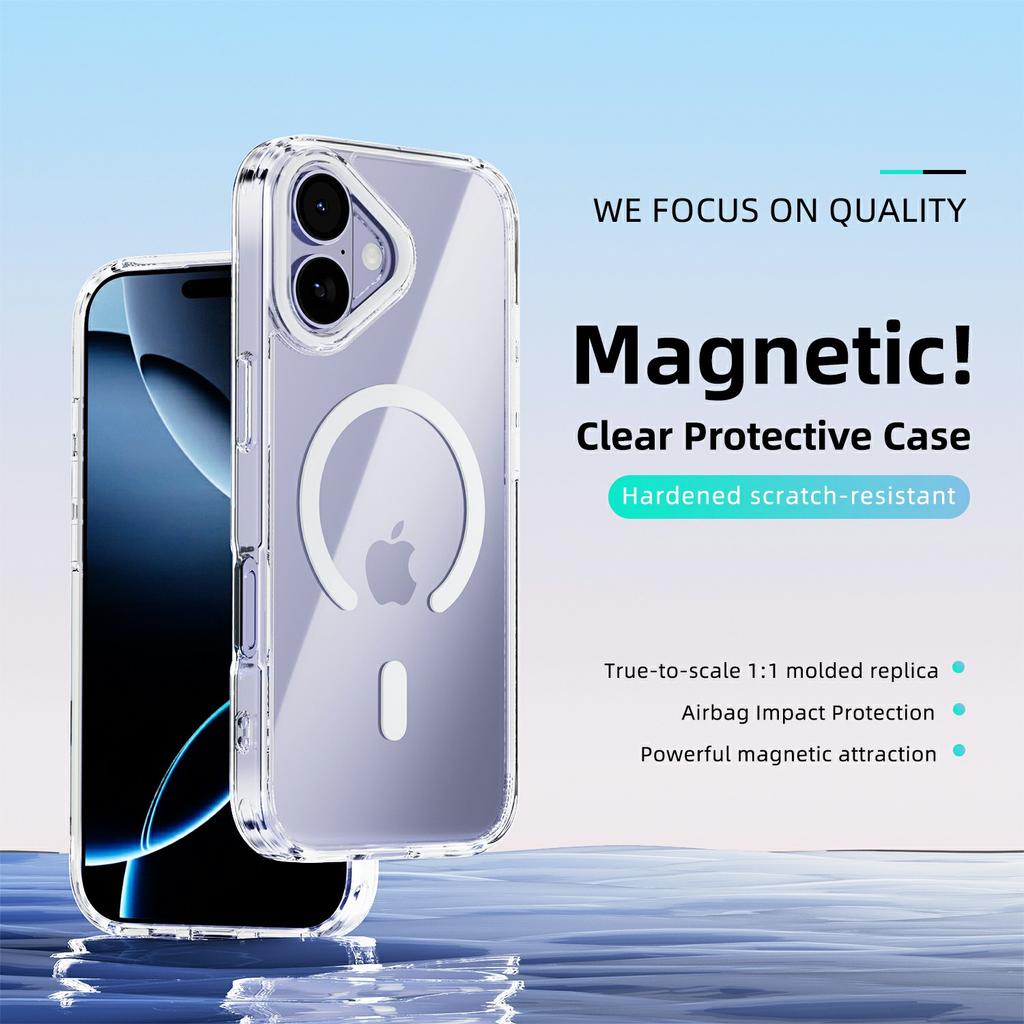 Чехол для iPhone 17, совместимый с MagSafe, прозрачная задняя крышка для телефона из ТПУ и ПК, устойчивая к царапинам