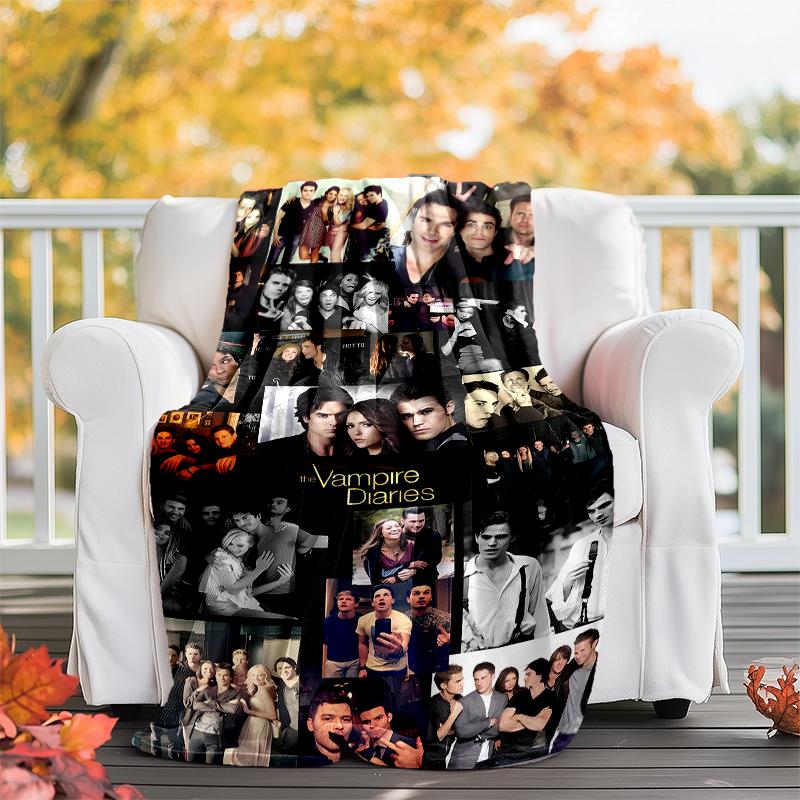 The Vampire Diaries printed blanket—lightweight,soft,warm;versatile blanket all seasons—perfect as &air-conditioning throw,nap blanket