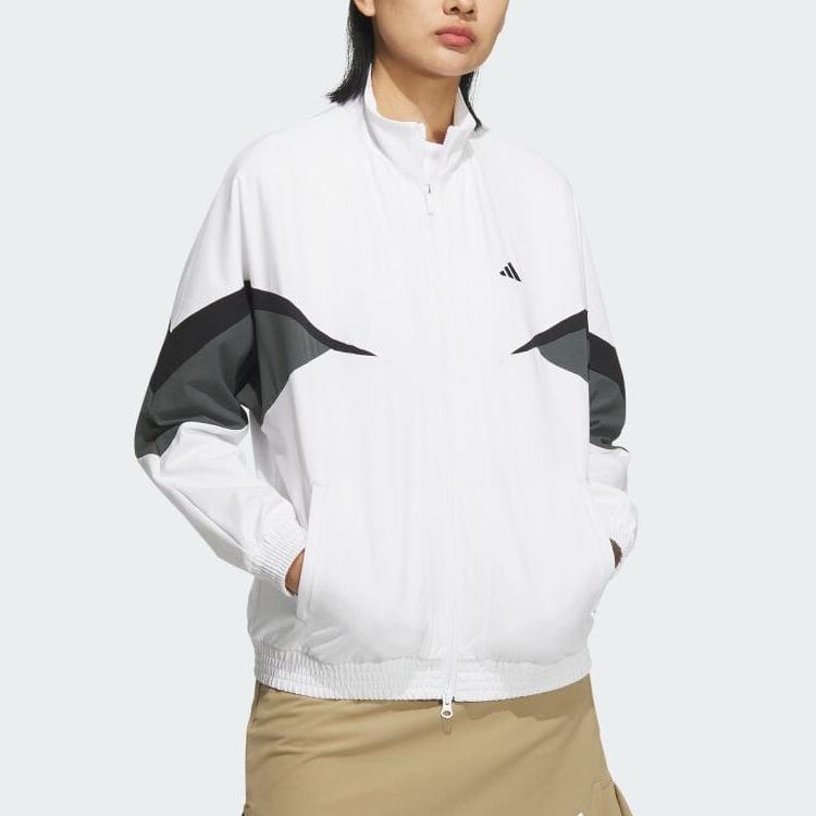 adidas Винтажная спортивная куртка с воротником-стойкой, свободная молния с длинным рукавом, женская куртка белого цвета IM7214